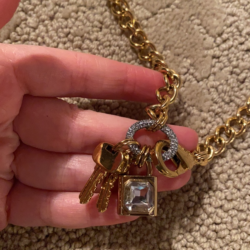 Juicy Couture Lock And Key Chain Link Necklace
